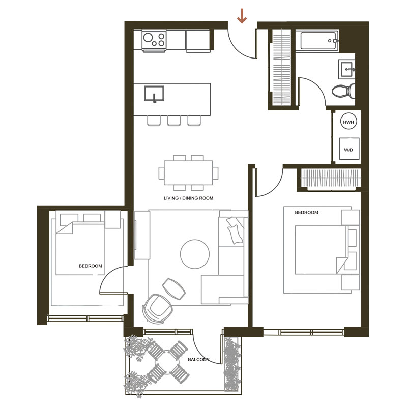Informative Picture of 2b/1b + Balcony