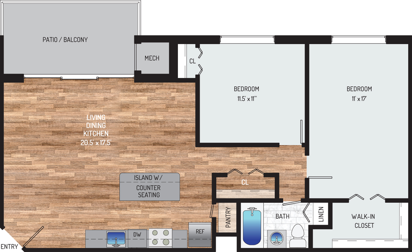 Informative Picture of 2BR + 1BA Renovated Open Concept