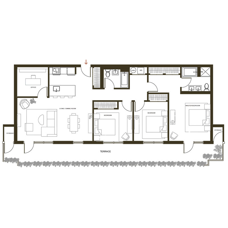 Informative Picture of 3b/2b + Office + Terrace